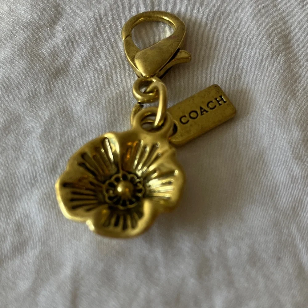 Coach Gold Floral Charm Keychain Accessory
